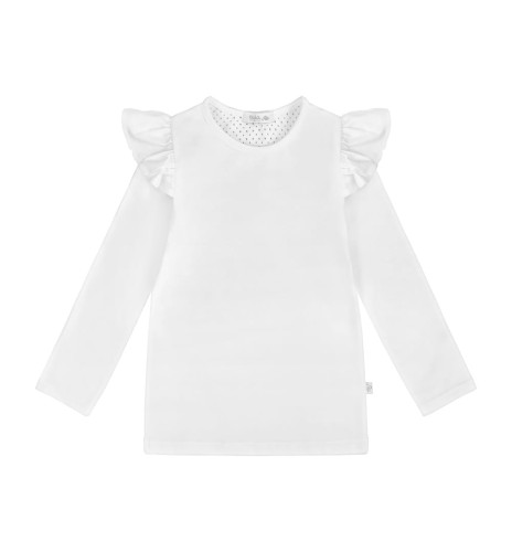 Bluzka z długim rękawem ze skrzydełkami biała