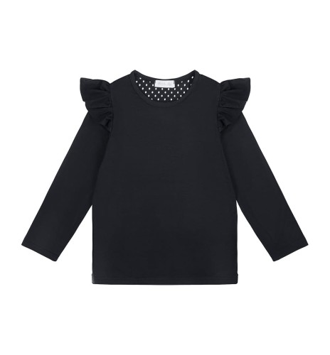 Bluzka z długim rękawem ze skrzydełkami czarna