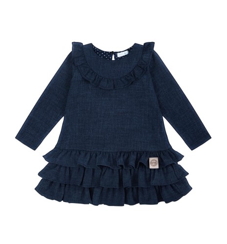 Sukienka z falbankami w kolorze jeansowym