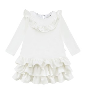 Sukienka z falbankami kremowa