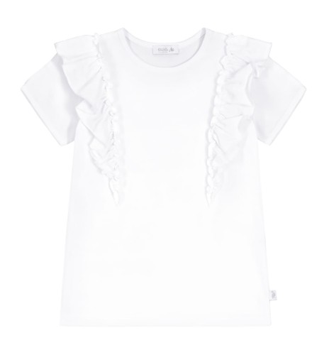 Bluzka z krótkim rękawem ze skrzydełkami  biała