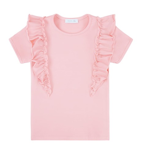 Bluzka z krótkim rękawem ze skrzydełkami różowa