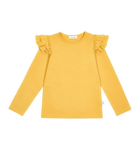 Bluzka z długim rękawem ze skrzydełkami musztardowa