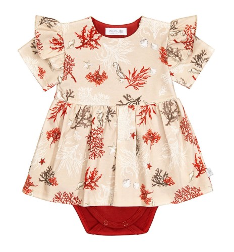 Body z sukienką ze skrzydełkami KORALOWIEC