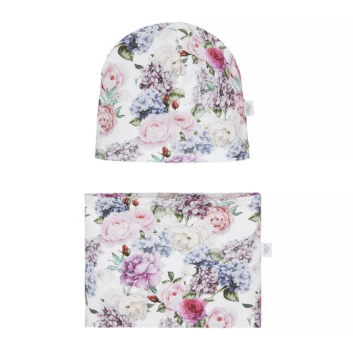 Zestaw czapka i komin w hortensje