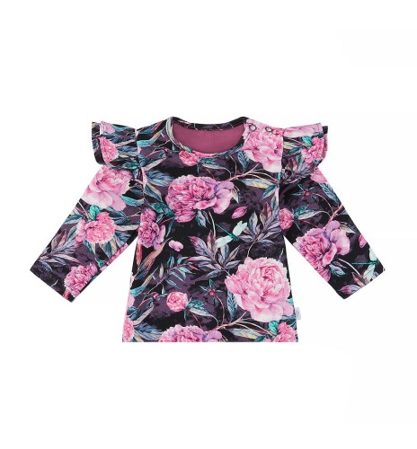 Bluzka z długim rękawem w peonie