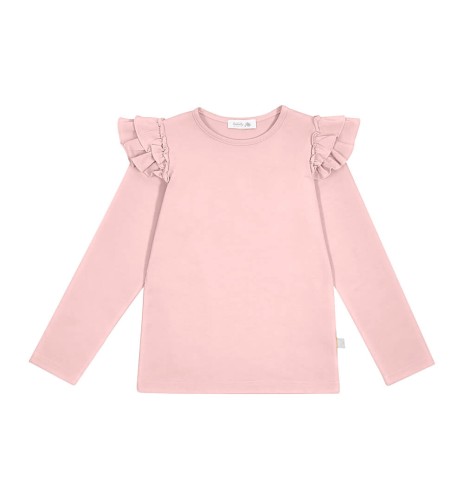 Bluzka z długim rękawem pudrowy róż