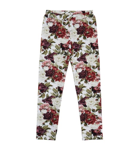 Legginsy w czerwone kwiaty 