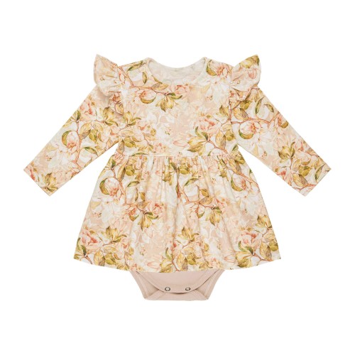 Body z sukienką ze skrzydełkami w magnolie