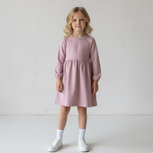 DRL-28542P Sukienka dł.ręk pudrowy róż